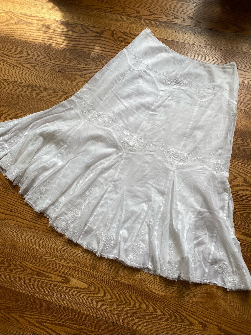 Lauren Ralph Lauren 100% Cotton White Embroidered A-Line Flare Skirt